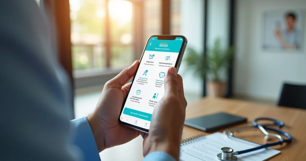 Pessoa usando smartphone para agendar consulta médica pelo aplicativo Kivid Saúde